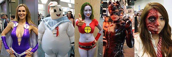 collage di fotografie di cosplayer che portano il costume riconosciamo catwoman