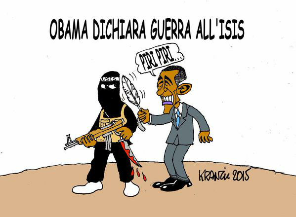 Obama fa il solletico con una piuma ad un terrorista